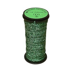 Kreinik 1/8" Metallic Ribbon - 10m - 008 Green